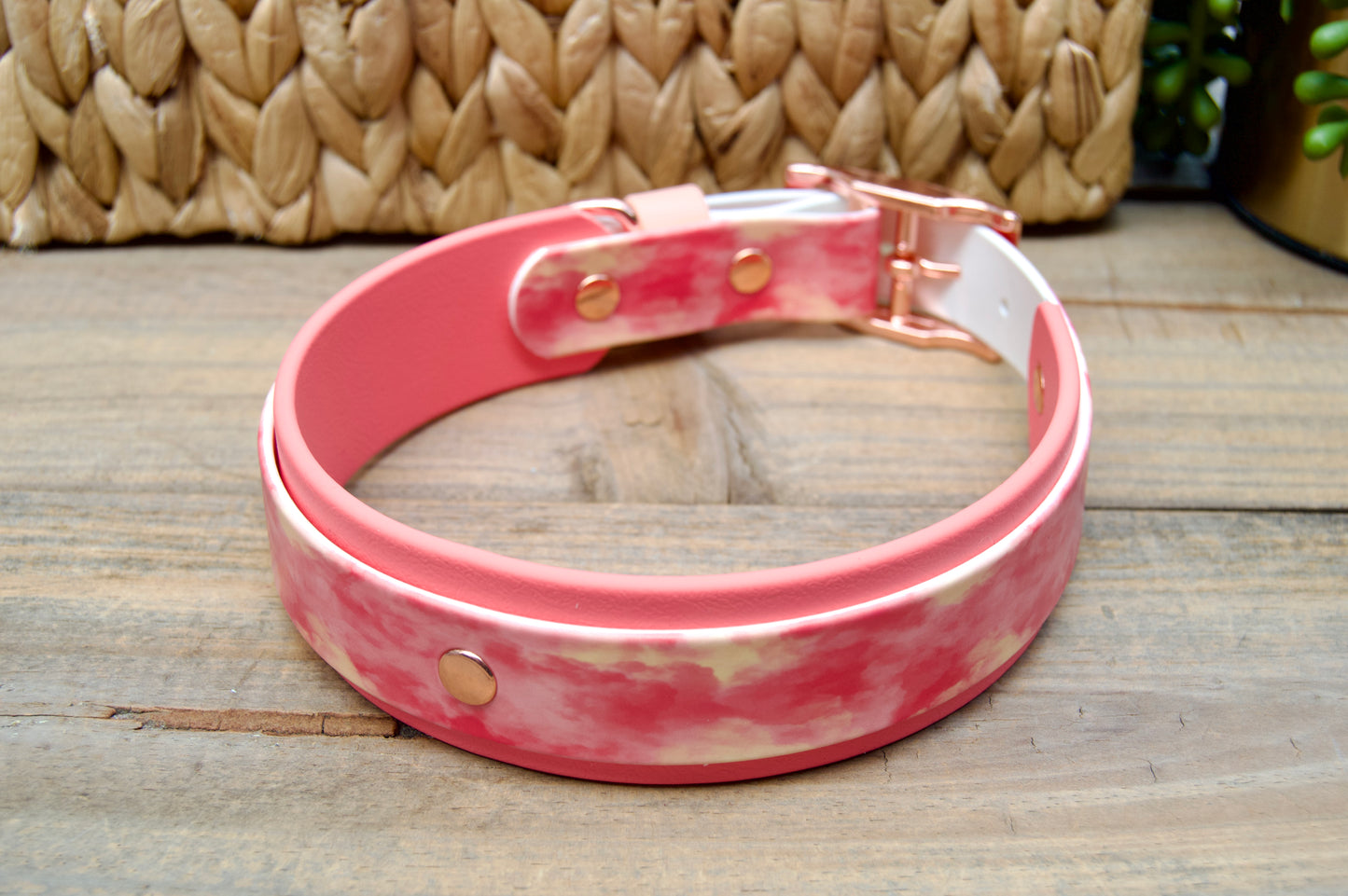 Coral Smoke: Printed Double Layer Biothane Dog Collar