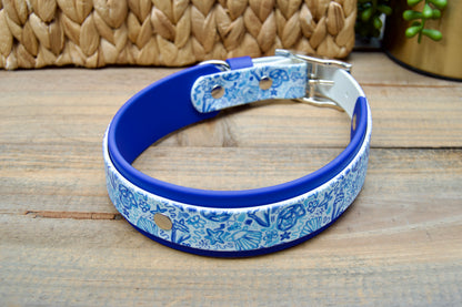 Blue Shells: Printed Double Layer Biothane Dog Collar