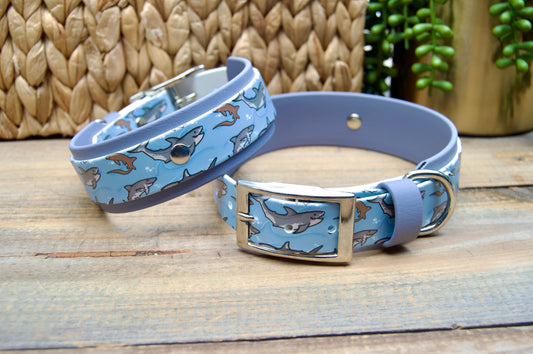 Sharks: Printed Double Layer Biothane Dog Collar