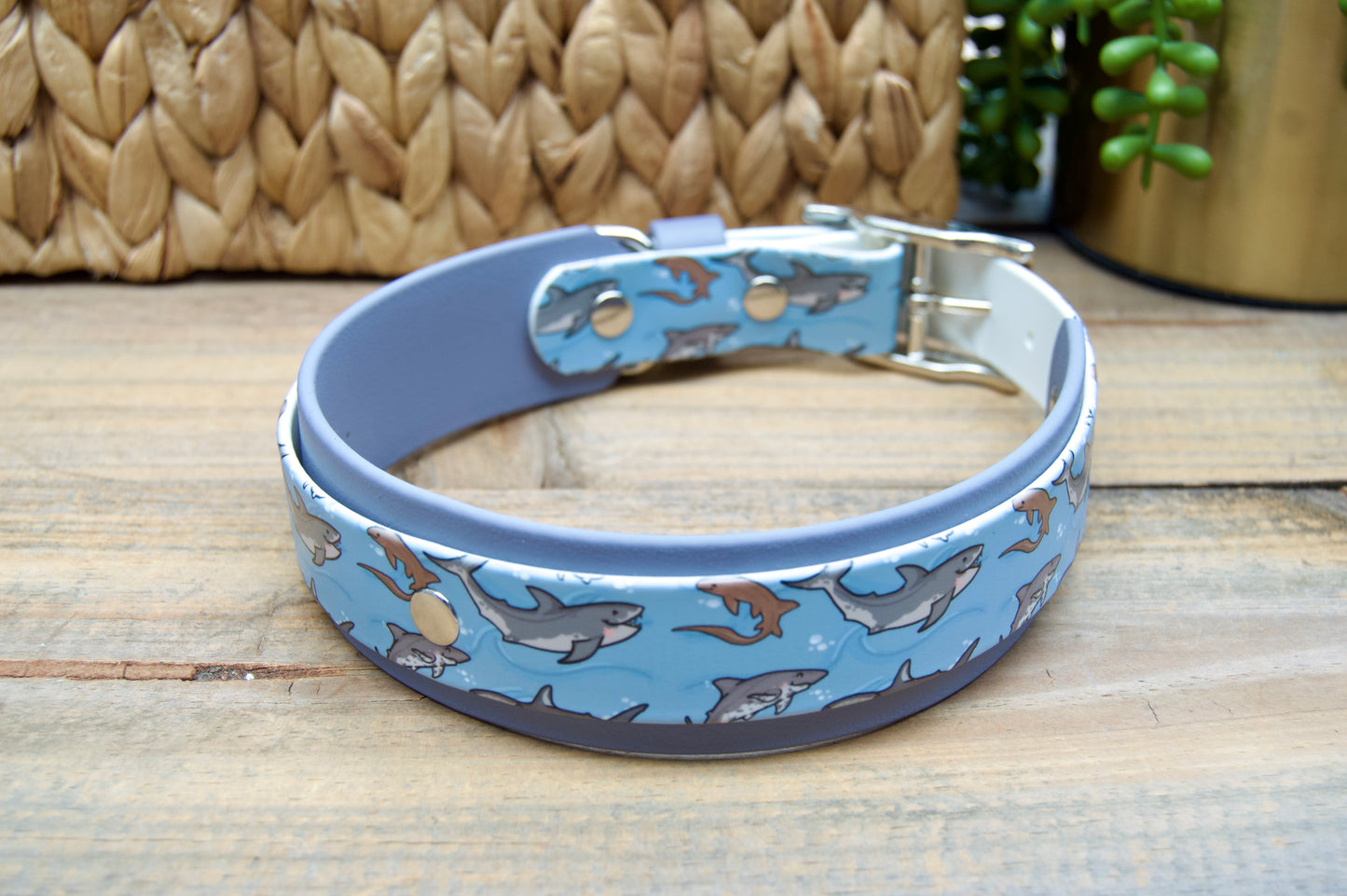 Sharks: Printed Double Layer Biothane Dog Collar