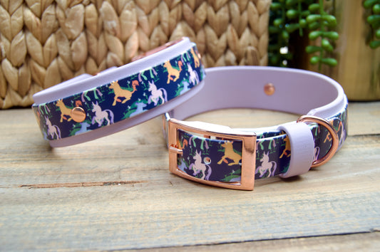Unicorn: Printed Double Layer Biothane Dog Collar