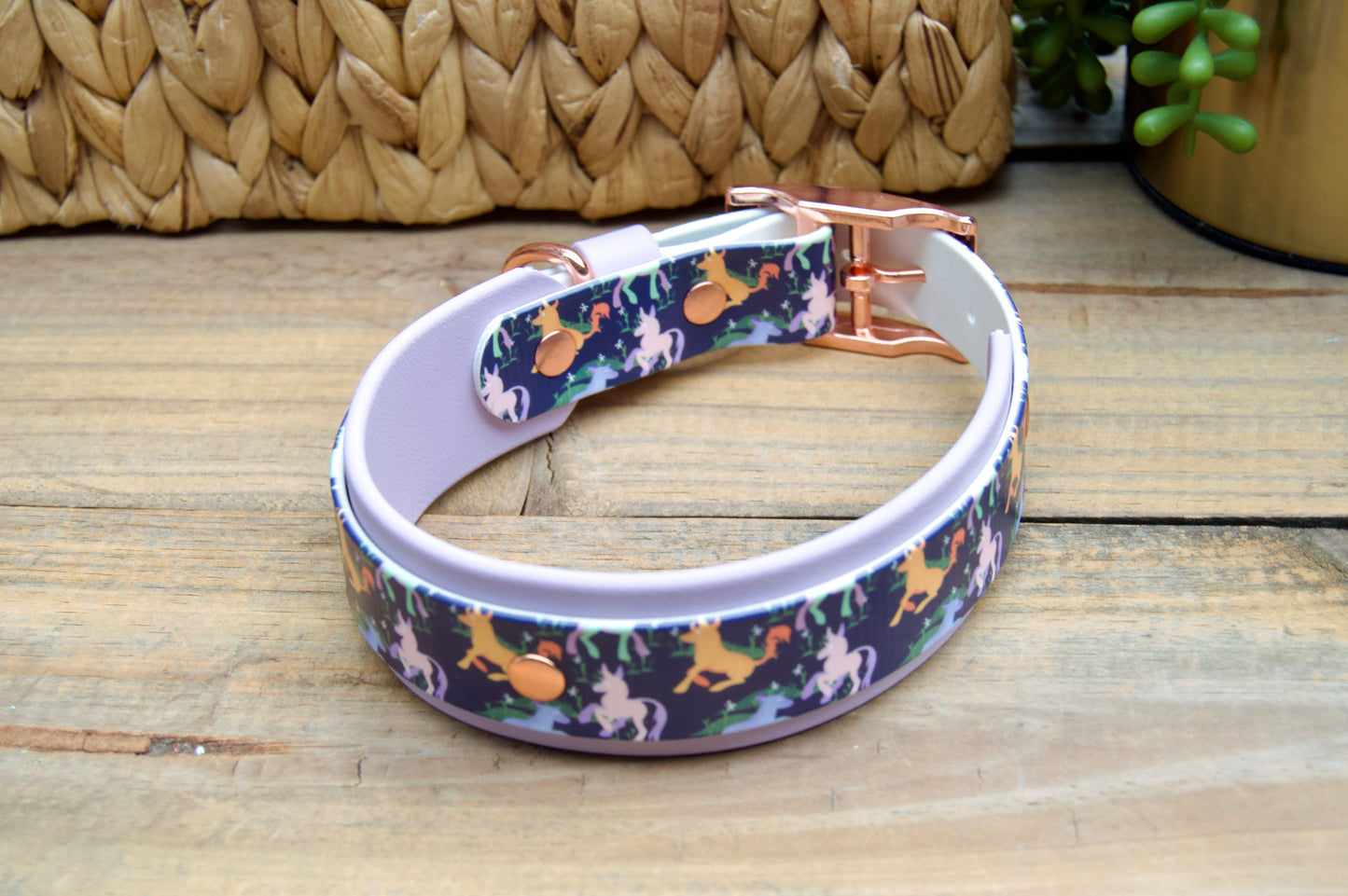 Unicorn: Printed Double Layer Biothane Dog Collar
