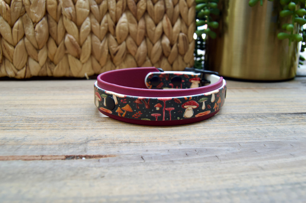 Mushroom: Mini Printed Double Layer Biothane Dog Collar