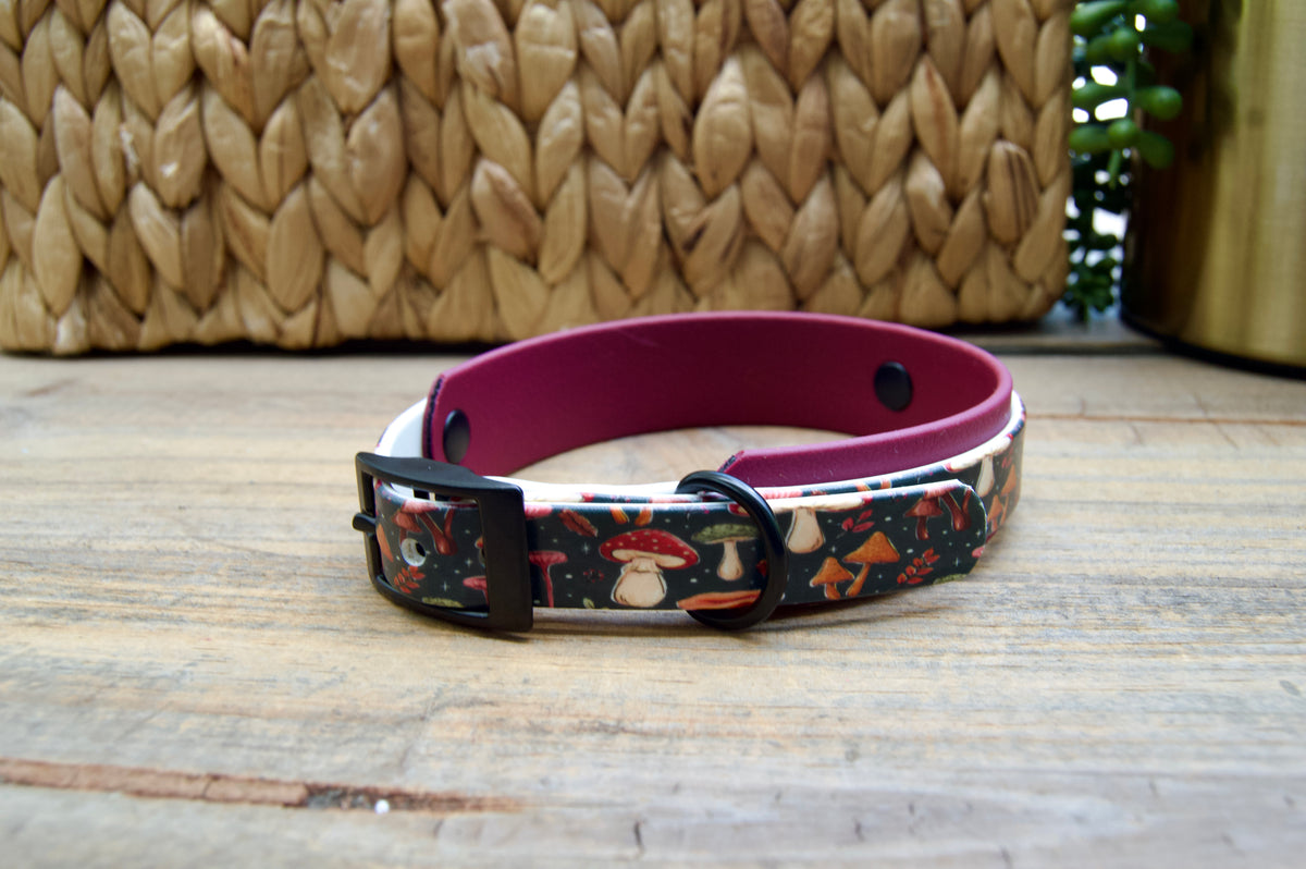 Mushroom: Mini Printed Double Layer Biothane Dog Collar