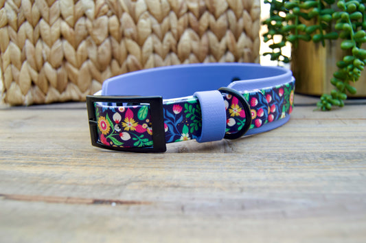 Wildflower: Printed Double Layer Biothane Dog Collar