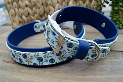 Blueberry: Printed Double Layer Biothane Dog Collar