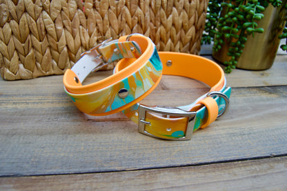 Tangerine Swirl: Printed Double Layer Biothane Dog Collar