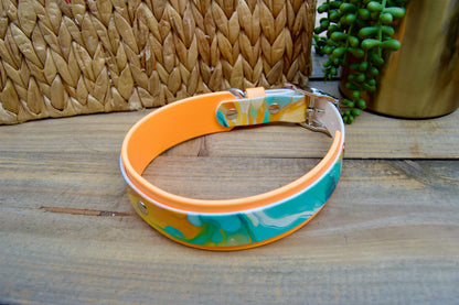 Tangerine Swirl: Printed Double Layer Biothane Dog Collar