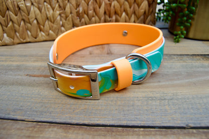 Tangerine Swirl: Printed Double Layer Biothane Dog Collar