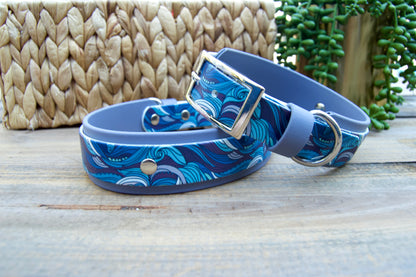 Closeout: WAVES Printed Double Layer Biothane Dog Collar