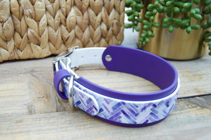 Closeout: Purple Herringbone Printed Double Layer Biothane Dog Collar