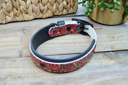 Roses: Printed Double Layer Biothane Dog Collar