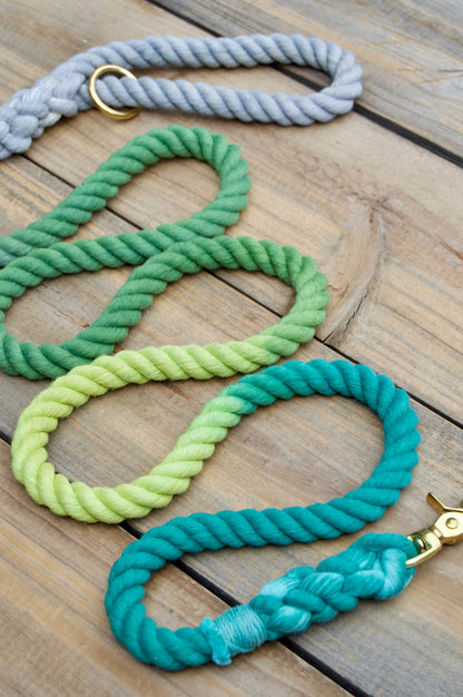 JEWEL: Grey, Olive, Lime, and Teal Rope Dog Leash