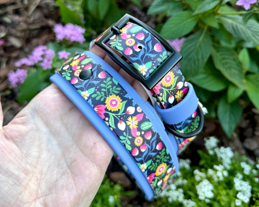 Wildflower: Printed Double Layer Biothane Dog Collar