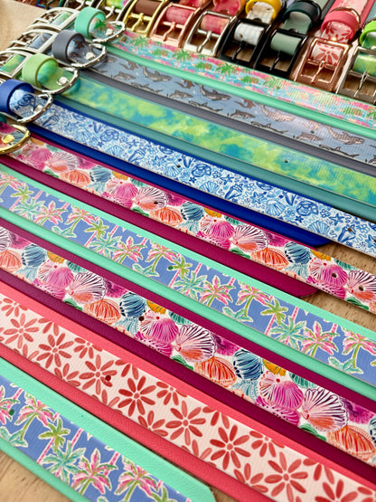 Coral Floral: Printed Double Layer Biothane Dog Collar