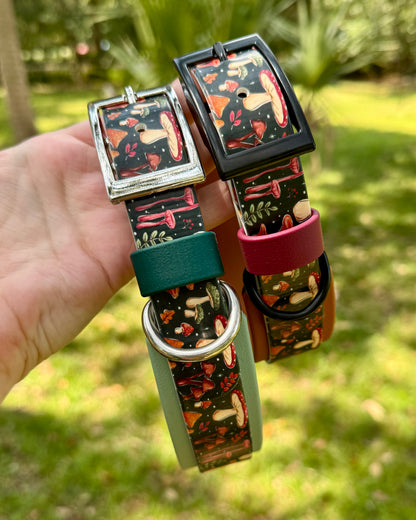 Mushroom: Printed Double Layer Biothane Dog Collar