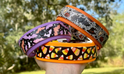 Purple Bats: Printed Double Layer Biothane Dog Collar