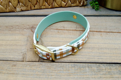 Fall Plaid: Mini Printed Double Layer Biothane Dog Collar