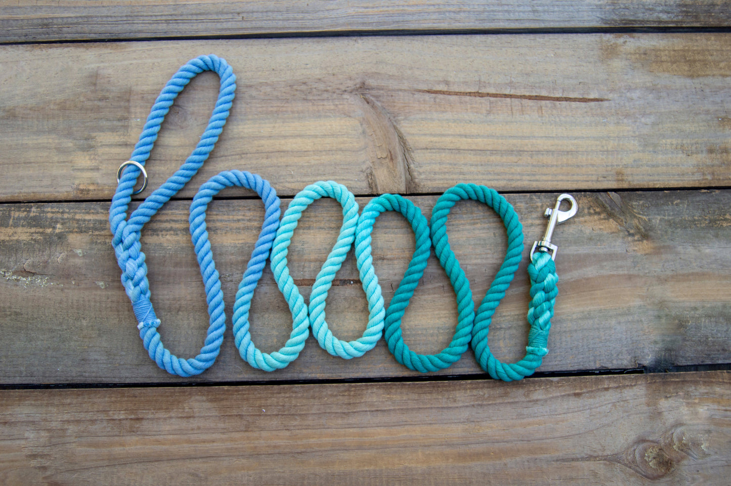 RTS: 3/8IN 6FT Blue-Aqua-Teal Rope Dog Leash