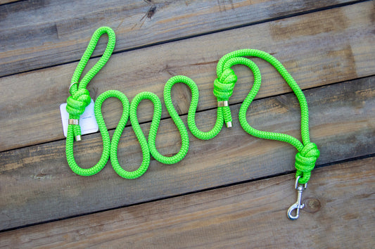 RTS: 6FT Neon Green Venture Dog Leash with Traffic Handle