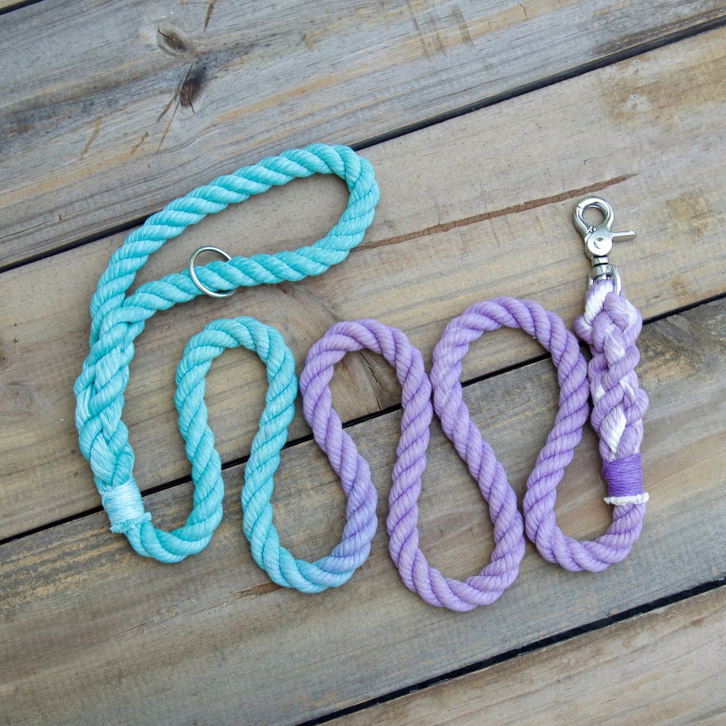 LIGHT PURPLE - AQUA Rope Dog Leash