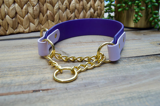 RTS: 19 Inch Purple and Lilac Tapered Martingale Biothane Dog Collar