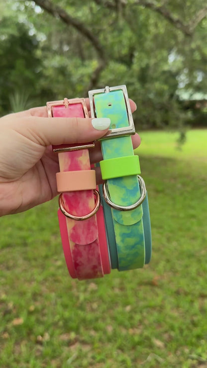 Coral Smoke: Printed Double Layer Biothane Dog Collar