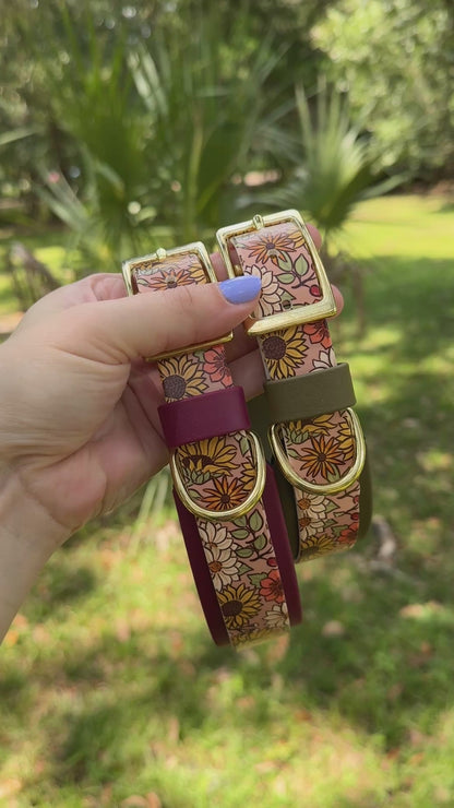 Fall Floral: Printed Double Layer Biothane Dog Collar