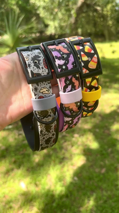 Purple Bats: Printed Double Layer Biothane Dog Collar