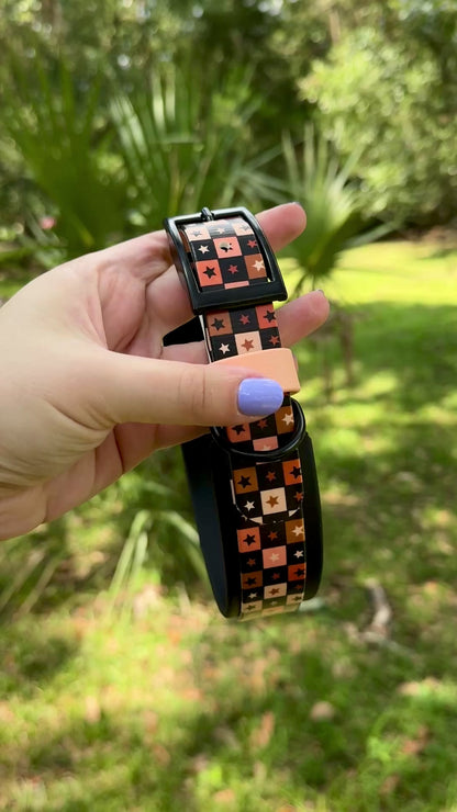 Halloween Check: Printed Double Layer Biothane Dog Collar