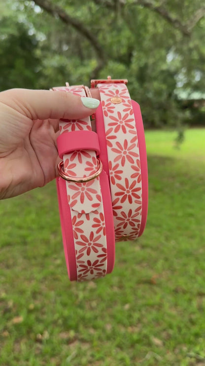 Coral Floral: Printed Double Layer Biothane Dog Collar