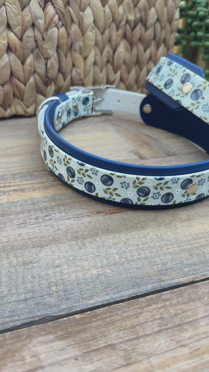 Blueberry: Printed Double Layer Biothane Dog Collar