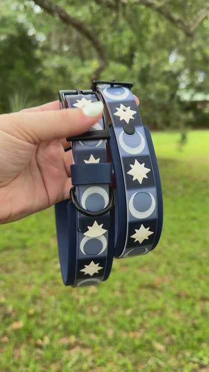 Moon: Printed Double Layer Biothane Dog Collar