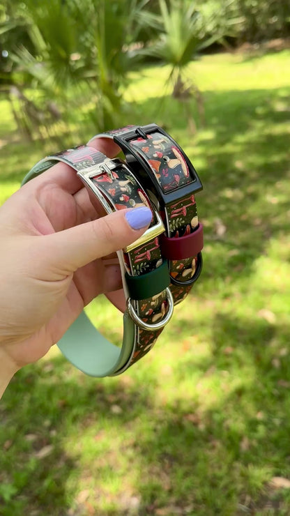 Mushroom: Printed Double Layer Biothane Dog Collar