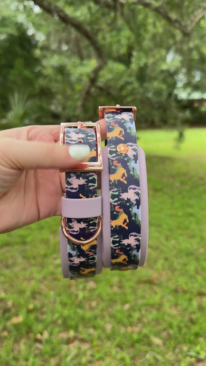 Unicorn: Printed Double Layer Biothane Dog Collar
