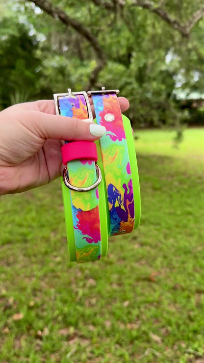 Neon: Printed Double Layer Biothane Dog Collar