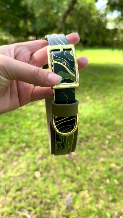 Green Topography: Printed Double Layer Biothane Dog Collar