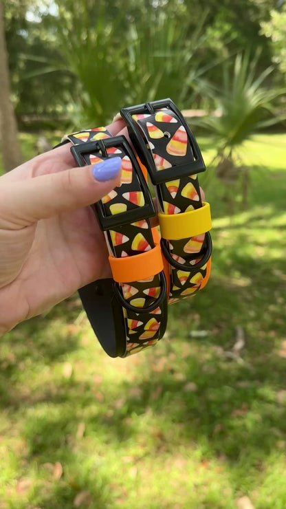 Candy Corn: Printed Double Layer Biothane Dog Collar