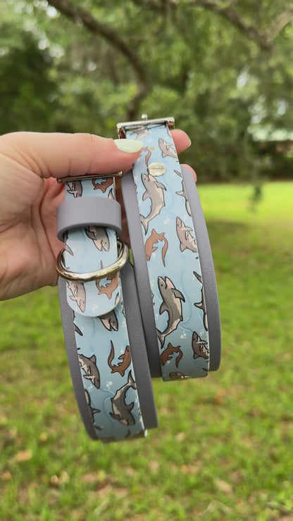 Sharks: Printed Double Layer Biothane Dog Collar
