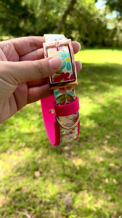 Floral: Printed Double Layer Biothane Dog Collar
